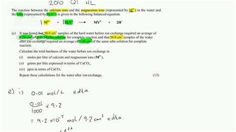 water hardness edta titration calculations